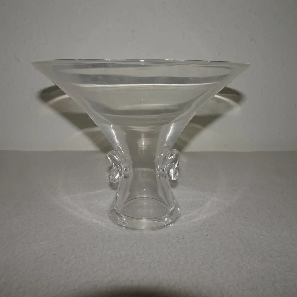 Steuben Crystal Art Glass Bouquet Thumbprint Vase Compote MCM 5